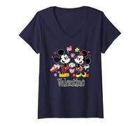 Donna Disney Mickey & Minnie Valentine's Day "You & Me, Valentine" Maglietta con Collo a V