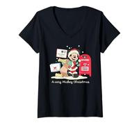 Donna Disney Mickey Mouse A Very Mickey Christmas Retro Holiday Maglietta con Collo a V