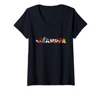 Donna Disney Mickey Mouse And Friends Grandpa Family Trip Matching Maglietta con Collo a V
