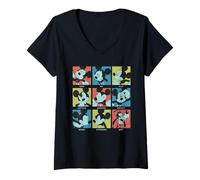 Donna Disney Mickey Mouse and Goofy Current Mood Funny Retro Moods Maglietta con Collo a V