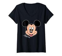 Donna Disney Mickey Mouse Big Face Forward Character Trip Matching Maglietta con Collo a V