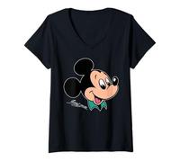 Donna Disney Mickey Mouse Big Face Side Character Trip Matching Maglietta con Collo a V