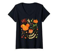 Donna Disney Mickey Mouse Cozy Season Fall Pumpkin Coquette Maglietta con Collo a V