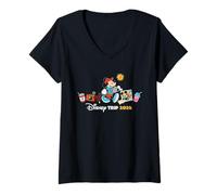 Donna Disney Mickey Mouse Disney Trip 2026 Retro Vacation Matching Maglietta con Collo a V
