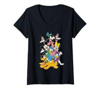 Donna Disney Mickey Mouse & Friends Matching Group Celebration Maglietta con Collo a V