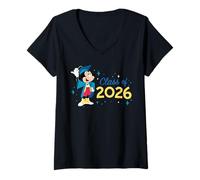 Donna Disney Mickey Mouse Graduation Class of 2026 New Grad '26 Maglietta con Collo a V