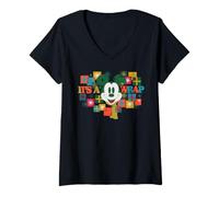 Donna Disney Mickey Mouse Holiday Presents It's a Wrap Christmas Maglietta con Collo a V