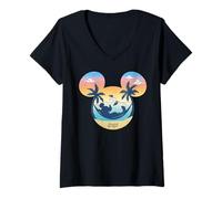 Donna Disney Mickey Mouse Icon Summer Beach Vacation 2025 Trip Maglietta con Collo a V