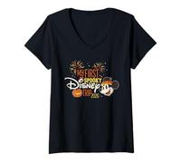 Donna Disney Mickey Mouse My First Disney Trip 2026 Halloween Maglietta con Collo a V