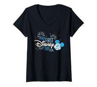 Donna Disney Mickey Mouse "My First Disney Trip" 2026 Vacation Maglietta con Collo a V