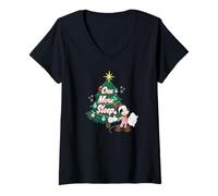 Donna Disney Mickey Mouse One More Sleep Until Christmas Holiday Maglietta con Collo a V