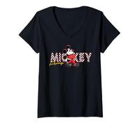 Donna Disney Mickey Mouse Racing Mickey & Friends Race Car Drivers Maglietta con Collo a V