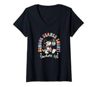 Donna Disney Mickey Mouse School Starts Today! Teacher's Life Maglietta con Collo a V