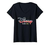 Donna Disney Mickey Mouse Script Logo Vacation 2026 Trip Matching Maglietta con Collo a V