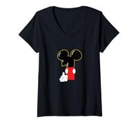 Donna Disney Mickey Numbers "1" First 1st Birthday Party Gift Maglietta con Collo a V