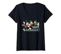 Donna Disney Minnie & Daisy Christmas Winter Magic Holiday Skating Maglietta con Collo a V