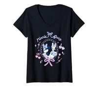 Donna Disney Minnie Mouse & Daisy Duck Friend Heart Coquette Style Maglietta con Collo a V