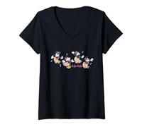 Donna Disney Minnie Mouse Hula-Hula Dance Hawaii Tropical Vacation Maglietta con Collo a V