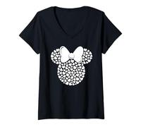 Donna Disney Minnie Mouse Icon Filled with White Hearts Maglietta con Collo a V