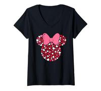 Donna Disney Minnie Mouse Icon Pink Hearts Valentine's Day Maglietta con Collo a V