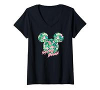 Donna Disney Minnie Mouse Icon Tropical Pink Spring Break Maglietta con Collo a V