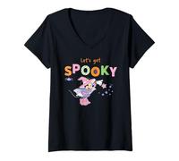 Donna Disney Minnie Mouse "Let's Get Spooky" Cute Halloween Witch Maglietta con Collo a V
