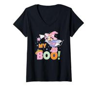 Donna Disney Minnie Mouse My Boo! Cute Halloween Matching Couples Maglietta con Collo a V