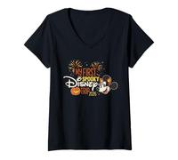 Donna Disney Minnie Mouse My First Disney Trip 2026 Halloween Maglietta con Collo a V