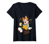 Donna Disney Minnie Mouse Natural Charmer Fall Patchwork Style Maglietta con Collo a V
