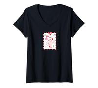 Donna Disney Minnie Mouse Oh My Pjs Cozy Christmas Holiday Stamp Maglietta con Collo a V