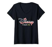 Donna Disney Minnie Mouse Script Logo Family Trip 2026 Vacation Maglietta con Collo a V