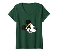 Donna Disney Minnie Mouse Shamrock Crown St. Patrick's Day Maglietta con Collo a V