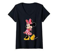 Donna Disney Minnie Mouse Valentine's Day Patchwork Couples Maglietta con Collo a V
