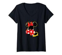 Donna Disney Minnie Numbers "4" Fourth 4th Birthday Party Gift Maglietta con Collo a V