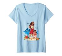 Donna Disney Moana 2 Big Sis Little Sis Oceania Tropical Duo Maglietta con Collo a V