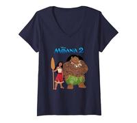 Donna Disney Moana 2 Maui & Moana Oceania Duo Maglietta con Collo a V, Navy, S