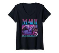 Donna Disney Moana Maui You're Welcome Distressed Portrait Maglietta con Collo a V