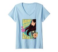Donna Disney Mulan Loyal Brave True Profile Maglietta con Collo a V