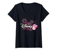 Donna Disney My First Disney Trip 2025 Minnie Family Vacation Maglietta con Collo a V