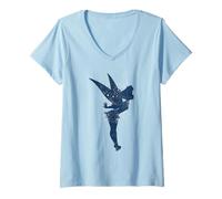 Donna Disney Peter Pan Tinkerbell Americana Shadow Maglietta con Collo a V