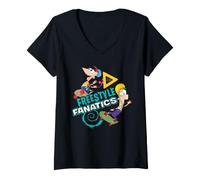 Donna Disney Phineas and Ferb Freestyle Fanatics Skateboarding Maglietta con Collo a V