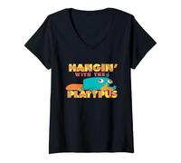 Donna Disney Phineas and Ferb Perry Hangin' with the Platypus Maglietta con Collo a V