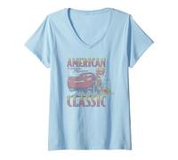 Donna Disney Pixar Cars 4th of July McQueen American Classic Retro Maglietta con Collo a V