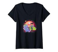 Donna Disney Pixar Elio Ooooo & Glordon Cute Group Shot Maglietta con Collo a V