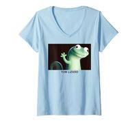 Donna Disney Pixar Hoppers Tom Lizard Funny Face & Empty Head Maglietta con Collo a V