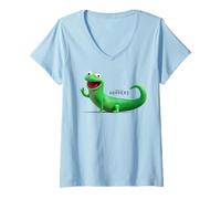 Donna Disney Pixar Hoppers Tom Lizard Smiling Happy Pose Maglietta con Collo a V