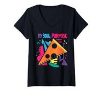 Donna Disney Pixar Soul My Soul Purpose Pizza Maglietta con Collo a V