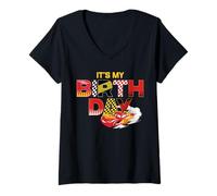 Donna Disney & Pixar's Cars It's My Birthday Lightning McQueen Maglietta con Collo a V
