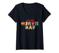 Donna Disney & Pixar's Cars It's My Birthday Party Matching Gift Maglietta con Collo a V