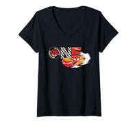 Donna Disney & Pixar's Cars Numbers 1 First 1st Birthday Party Maglietta con Collo a V